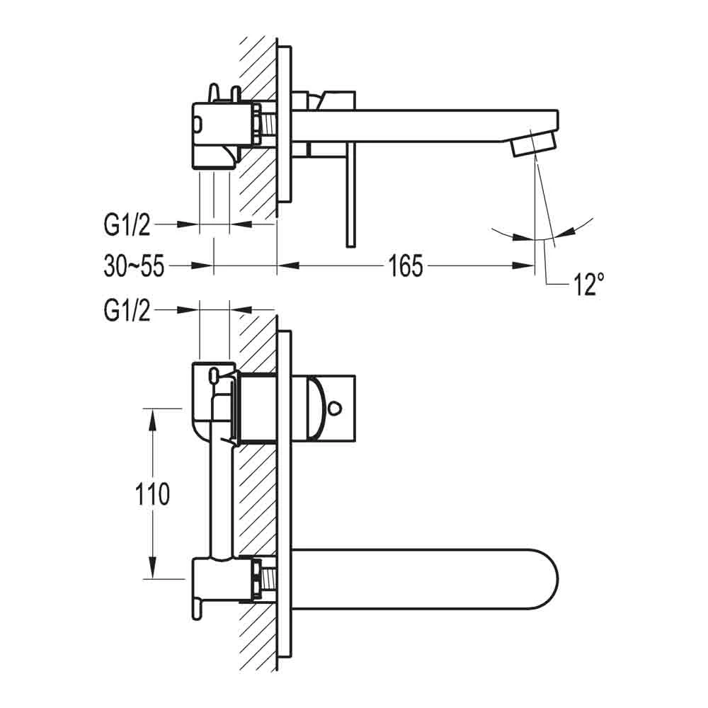 Flova Smart Wall Mounted Concealed Basin Mixer Tap With Clicker Waste 5 Flova Smart Wall Mounted Concealed Basin Mixer Tap With Clicker Waste - Image 3