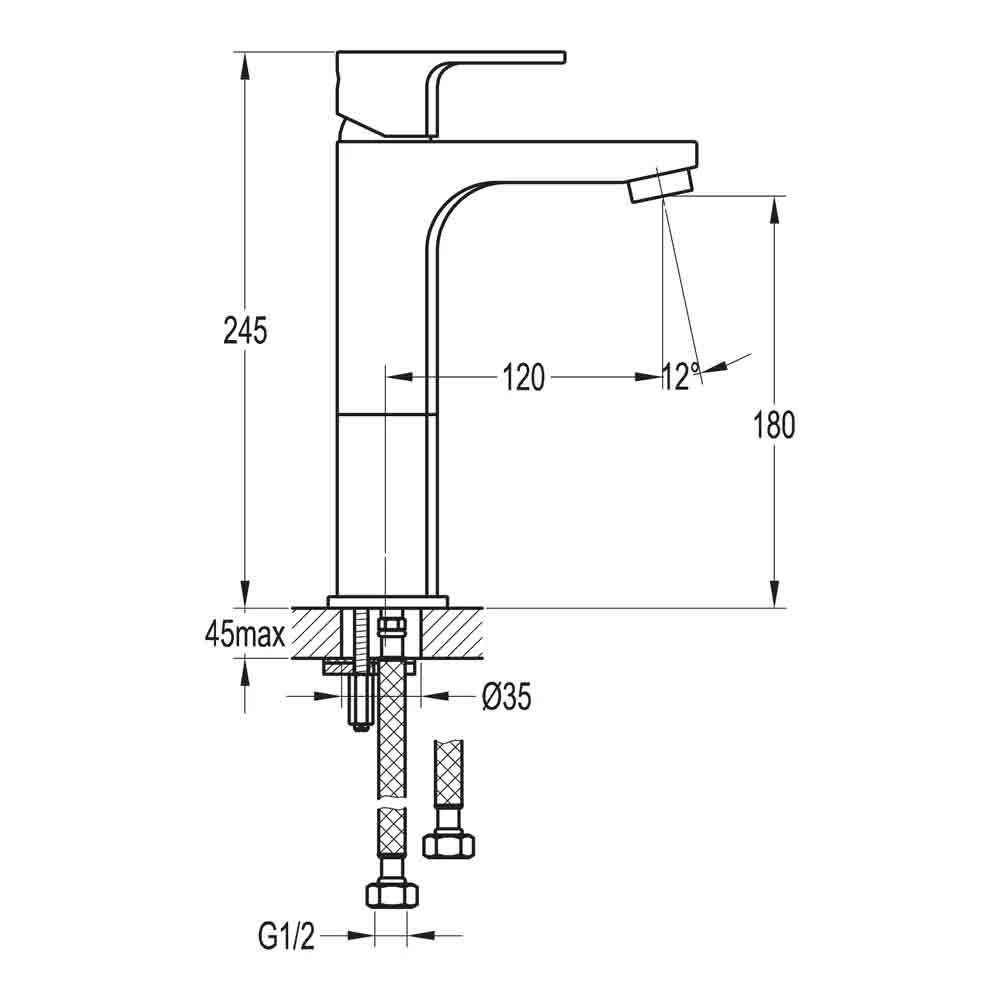 Flova Smart Mid Height Mono Basin Mixer With Clicker Waste 4 Flova Smart Mid Height Mono Basin Mixer With Clicker Waste - Image 2