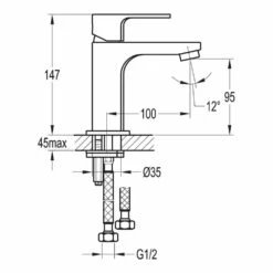 Flova Smart Cloakroom Basin Mixer Tap With Clicker Waste 7 Flova Smart Cloakroom Basin Mixer Tap With Clicker Waste -TAP WAREHOUSE Shop flova size drawing smsbas