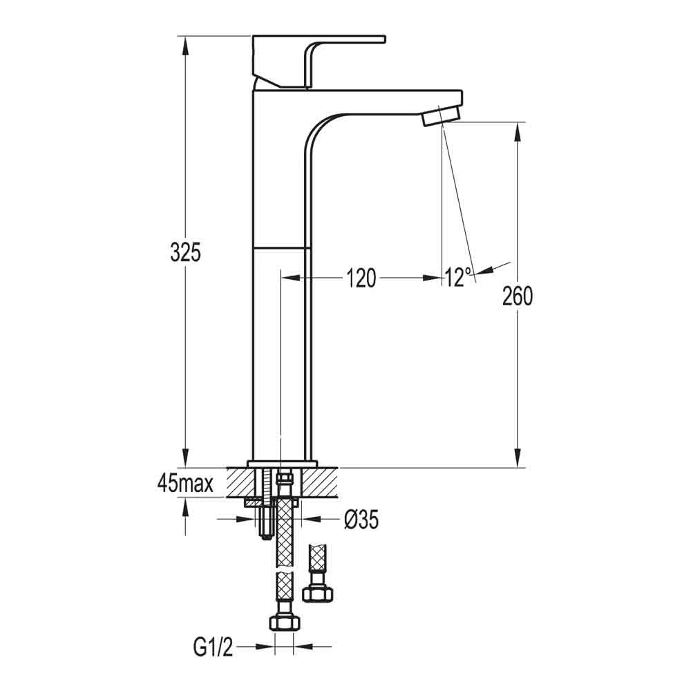 Flova Smart Tall Mono Basin Mixer With Clicker Waste 4 Flova Smart Tall Mono Basin Mixer With Clicker Waste - Image 2