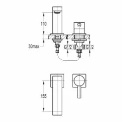 Flova STR8 2 Hole Deck Mounted Bath Mixer Tap 7 Flova STR8 2 Hole Deck Mounted Bath Mixer Tap -TAP WAREHOUSE Shop flova size drawing st2hslbf