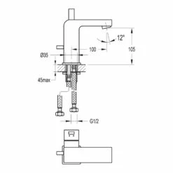 Flova STR8 Mono Basin Mixer With Clicker Waste -TAP WAREHOUSE Shop flova size drawing stbas