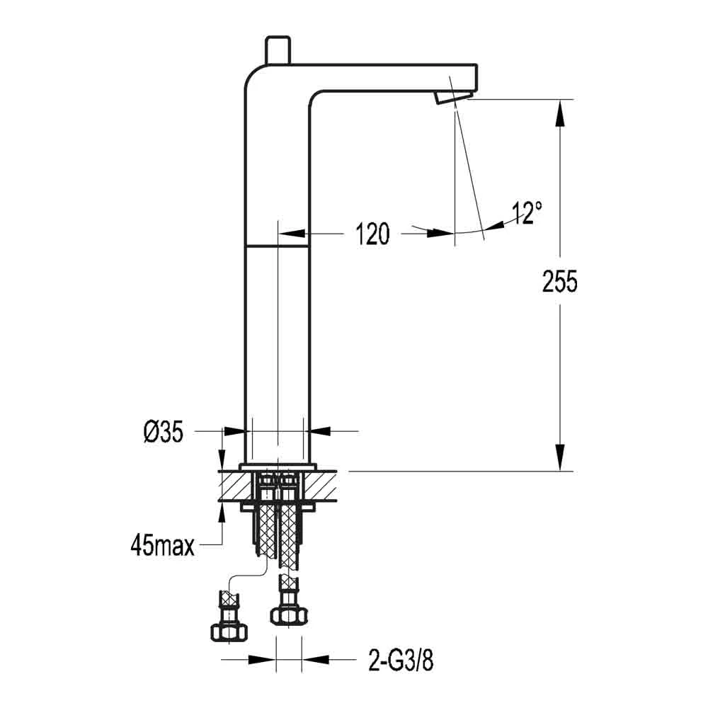 Flova STR8 Tall Mono Basin Mixer With Clicker Waste 4 Flova STR8 Tall Mono Basin Mixer With Clicker Waste - Image 2