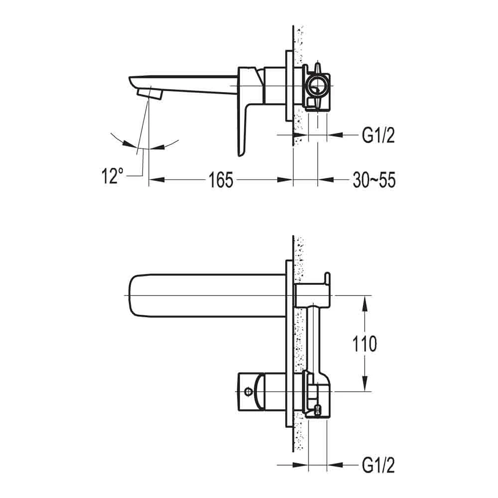 Flova Urban Wall Mounted Basin Mixer With Clicker Waste 5 Flova Urban Wall Mounted Basin Mixer With Clicker Waste - Image 3
