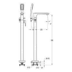 Flova Urban Floorstanding Bath Shower Mixer With Handset Kit 11 Flova Urban Floorstanding Bath Shower Mixer With Handset Kit -TAP WAREHOUSE Shop flova size drawing urfmbsm
