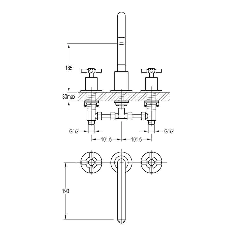 Flova XL Deck Mounted 3 Hole Bath Mixer Tap 4 Flova XL Deck Mounted 3 Hole Bath Mixer Tap - Image 2