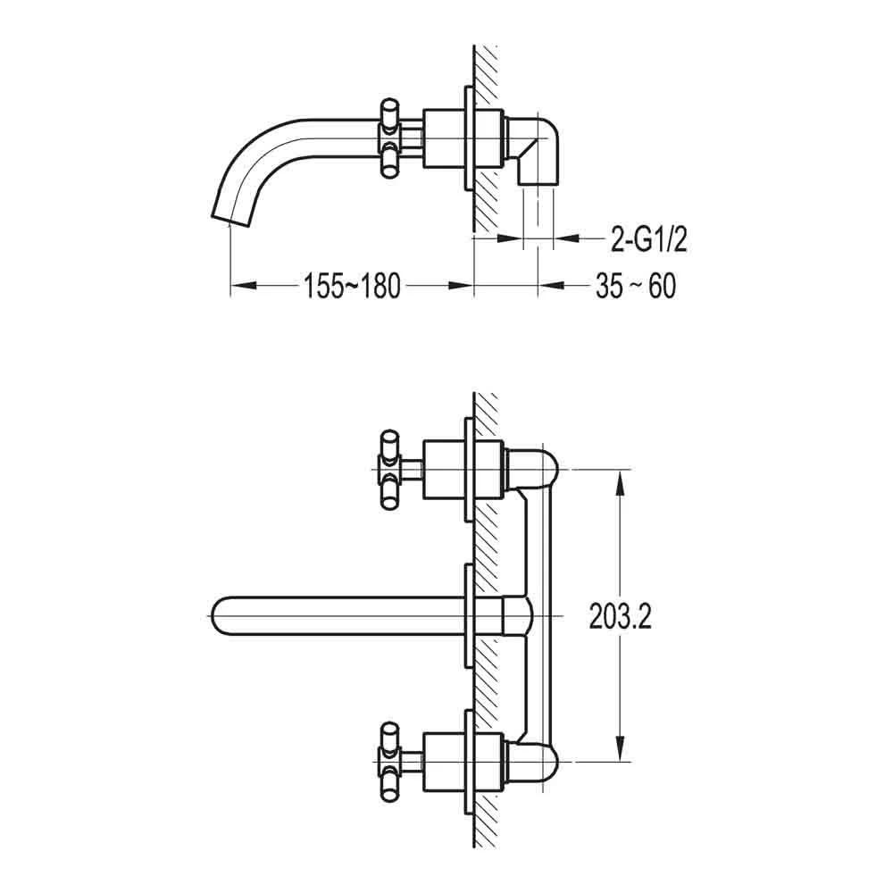 Flova XL Wall Mounted 3 Hole Concealed Basin Mixer With Clicker Waste 5 Flova XL Wall Mounted 3 Hole Concealed Basin Mixer With Clicker Waste - Image 3