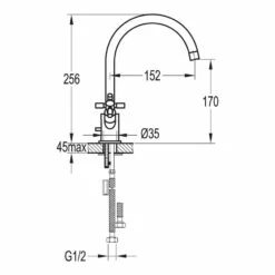 Flova XL Twin Crosshead Handle Basin Mixer Tap With Clicker Waste 7 Flova XL Twin Crosshead Handle Basin Mixer Tap With Clicker Waste -TAP WAREHOUSE Shop flova size drawing xlbas
