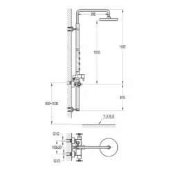 Flova XL Thermostatic Shower Column With Overhead Shower, Handset Kit & Body Jets 13 Flova XL Thermostatic Shower Column With Overhead Shower, Handset Kit & Body Jets -TAP WAREHOUSE Shop flova size drawing xlsp