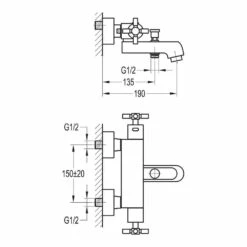 Flova XL Exposed Thermostatic Bath Shower Mixer Valve 7 Flova XL Exposed Thermostatic Bath Shower Mixer Valve -TAP WAREHOUSE Shop flova size drawing xltbsmwm