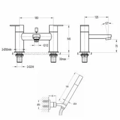 Flova Smart Deck Mounted Bath Shower Mixer With Handset Kit -TAP WAREHOUSE Shop flova smart deck mounted bath shower mixer with hand shower set smbsm technical