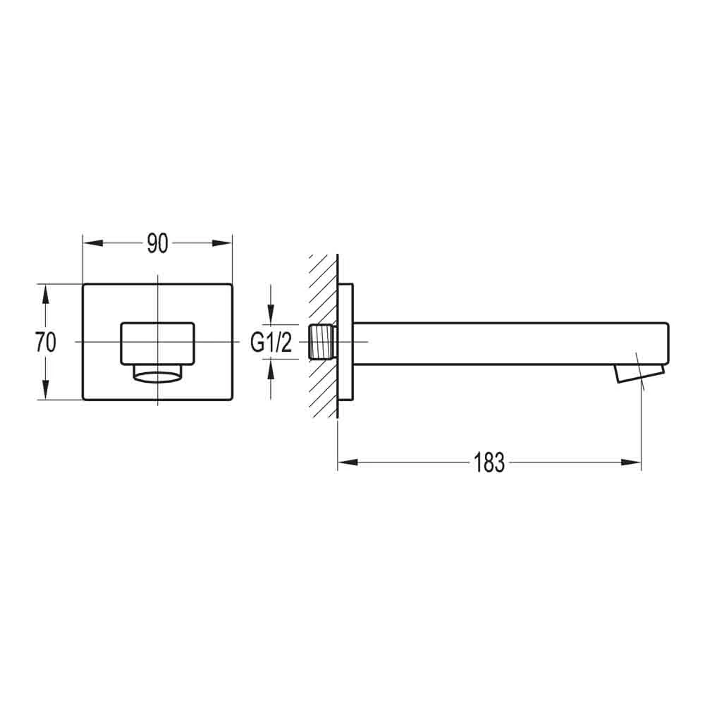 Flova STR8 Wall Mounted Bath Spout 4 Flova STR8 Wall Mounted Bath Spout - Image 2