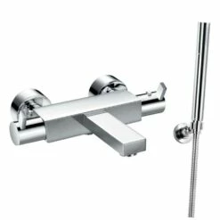 Flova STR8 Wall Mounted Thermostatic Bath Shower Mixer With Handset Kit