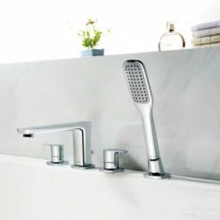 Flova Urban 4 Hole Deck Mounted Bath Shower Mixer With Pull Out Handset