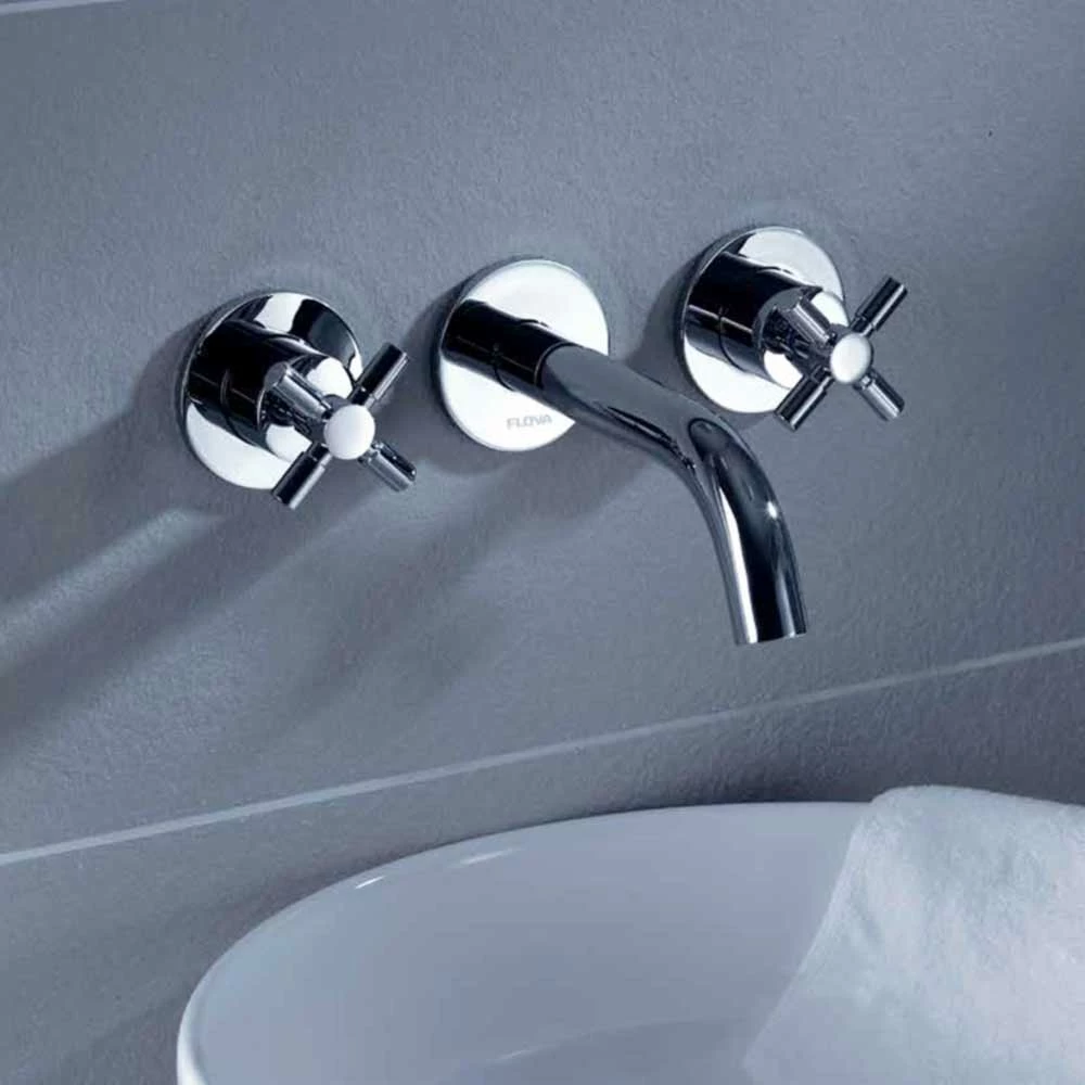 Flova XL Wall Mounted 3 Hole Concealed Basin Mixer With Clicker Waste 4 Flova XL Wall Mounted 3 Hole Concealed Basin Mixer With Clicker Waste - Image 2