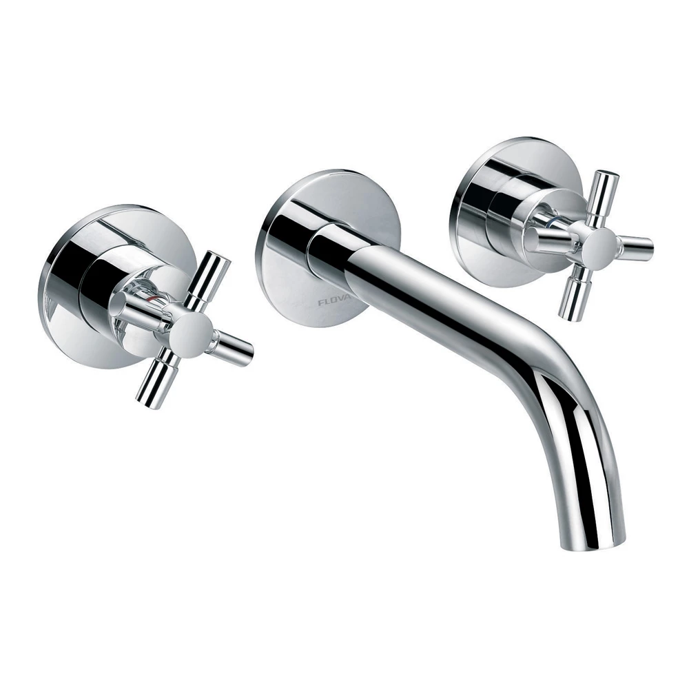 Flova XL Wall Mounted 3 Hole Concealed Basin Mixer With Clicker Waste 3 Flova XL Wall Mounted 3 Hole Concealed Basin Mixer With Clicker Waste