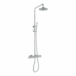 Flova XL Exposed Thermostatic Shower Column With Overhead Shower & Handset
