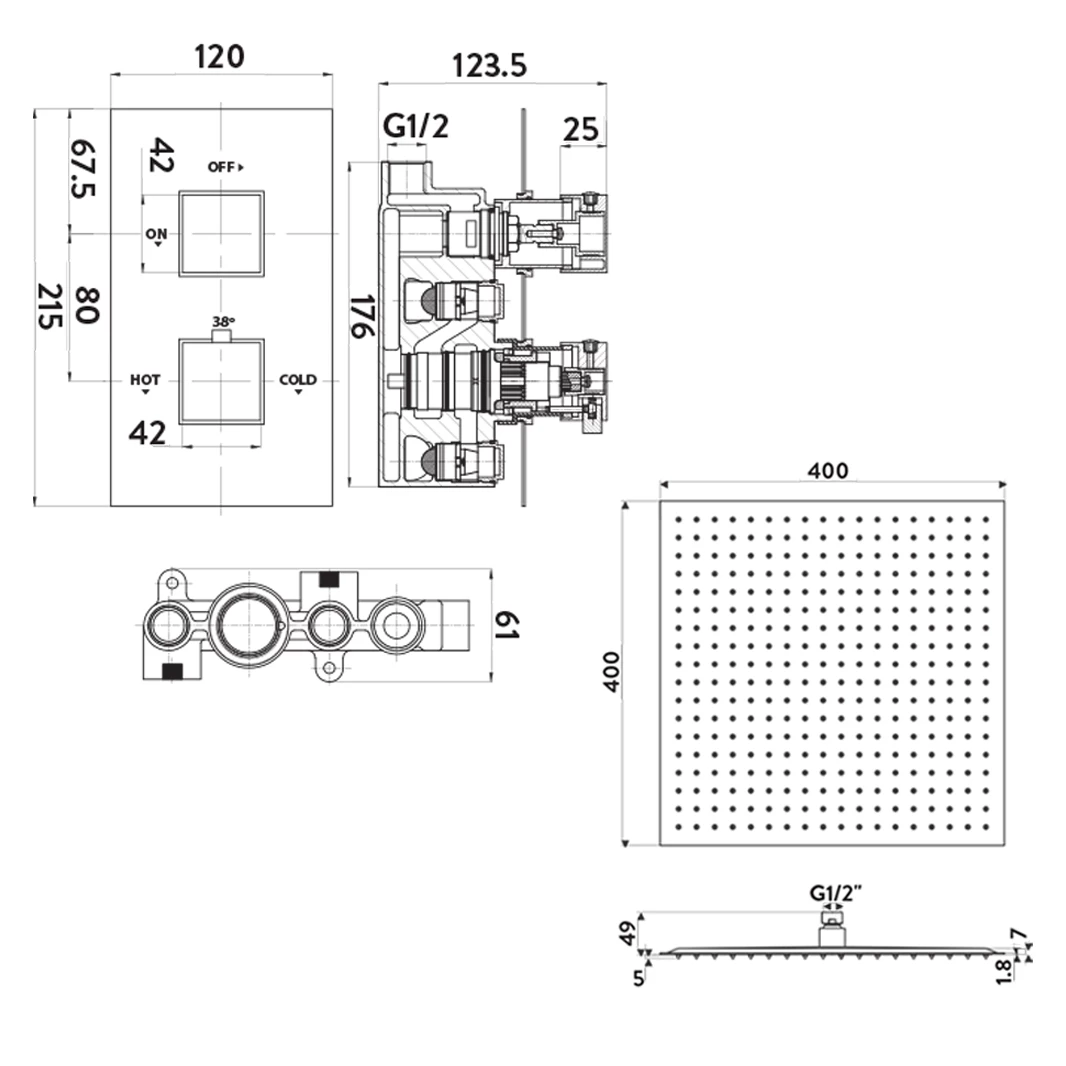 Flynn Concealed Shower Valve & Fixed Shower Head - 360mm Arm 7 Flynn Concealed Shower Valve & Fixed Shower Head - 360mm Arm - Image 5