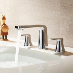 Flova Fusion 3 Hole Basin Mixer With Clicker Waste