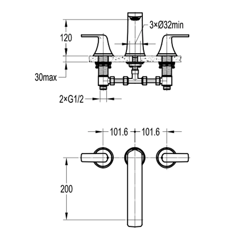 Flova Fusion 3 Hole Deck Mounted Bath Mixer Tap 5 Flova Fusion 3 Hole Deck Mounted Bath Mixer Tap - Image 3
