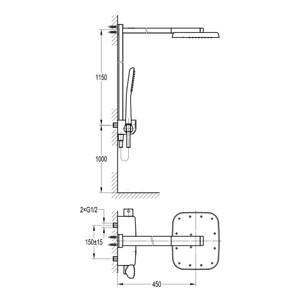 Flova Fusion GoClick Exposed Thermostatic Shower Column With Handset Kit & Dual Function Waterfall Overhead Shower 6 Flova Fusion GoClick Exposed Thermostatic Shower Column With Handset Kit & Dual Function Waterfall Overhead Shower - Image 4