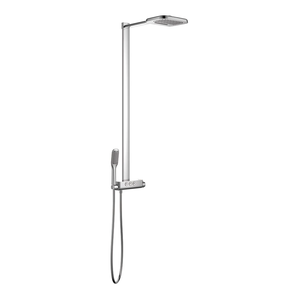 Flova Fusion GoClick Exposed Thermostatic Shower Column With Handset Kit & Dual Function Waterfall Overhead Shower 3 Flova Fusion GoClick Exposed Thermostatic Shower Column With Handset Kit & Dual Function Waterfall Overhead Shower