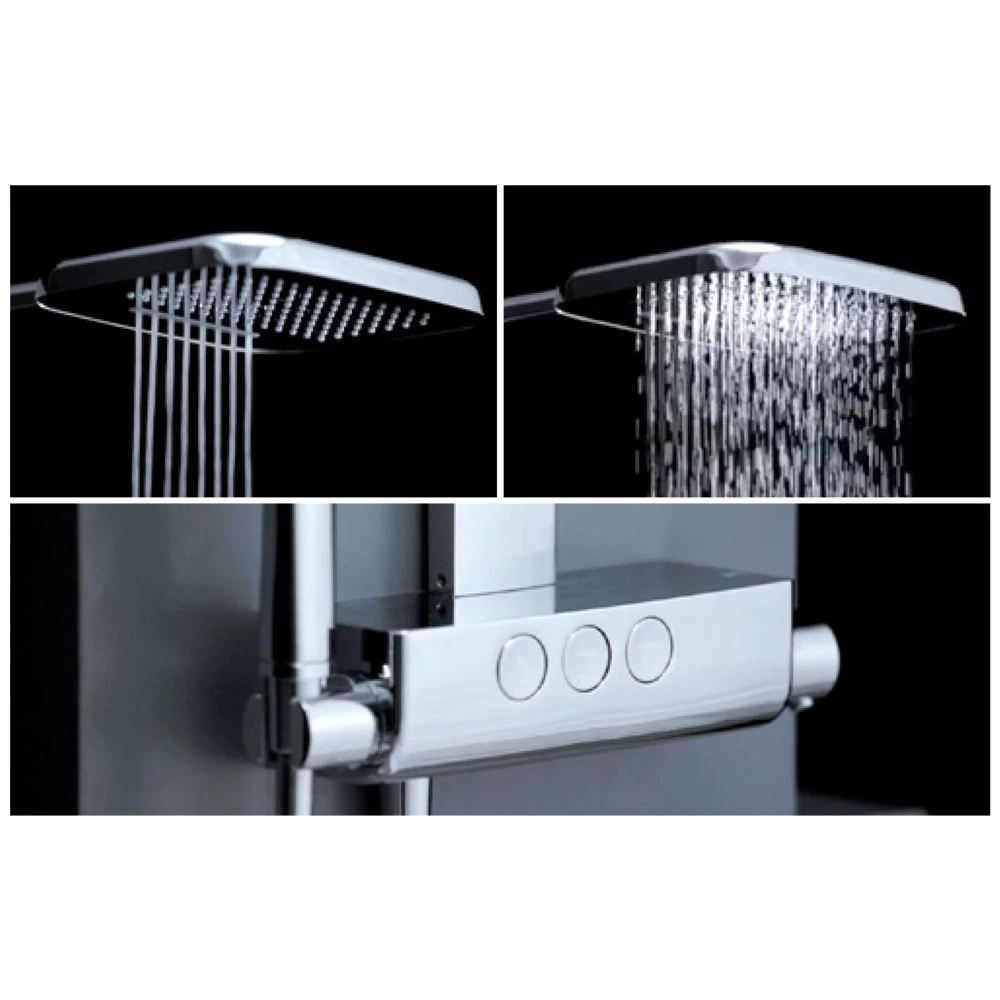 Flova Fusion GoClick Exposed Thermostatic Shower Column With Handset Kit & Dual Function Waterfall Overhead Shower 5 Flova Fusion GoClick Exposed Thermostatic Shower Column With Handset Kit & Dual Function Waterfall Overhead Shower - Image 3
