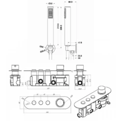 Gabrielle Concealed Thermostatic Shower Valve, Fixed 400mm Shower Head, Handset & Overflow Bath Filler - 300mm Ceiling Shower Arm -TAP WAREHOUSE Shop gabrielle button valve bath shower set tech