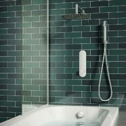 Gabrielle Concealed Thermostatic Shower Valve, Fixed 400mm Shower Head, Handset & Overflow Bath Filler - 300mm Ceiling Shower Arm