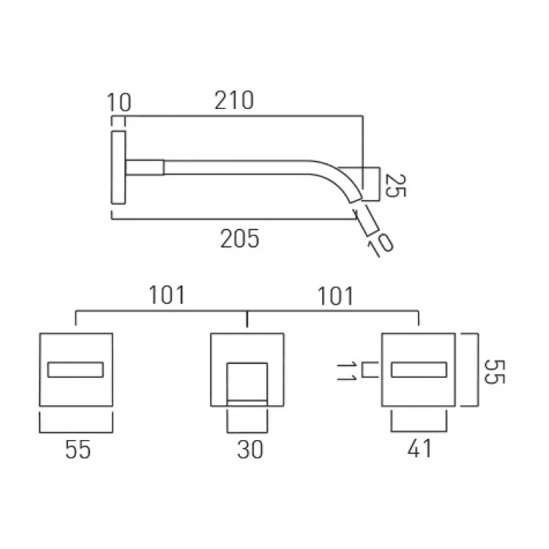 Vado Geo Wall Mounted 3 Hole Basin Mixer With 220mm Spout 4 Vado Geo Wall Mounted 3 Hole Basin Mixer With 220mm Spout - Image 2
