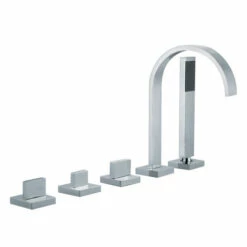 Vado Geo 5 Hole Deck Mounted Bath Shower Mixer With Shower Kit