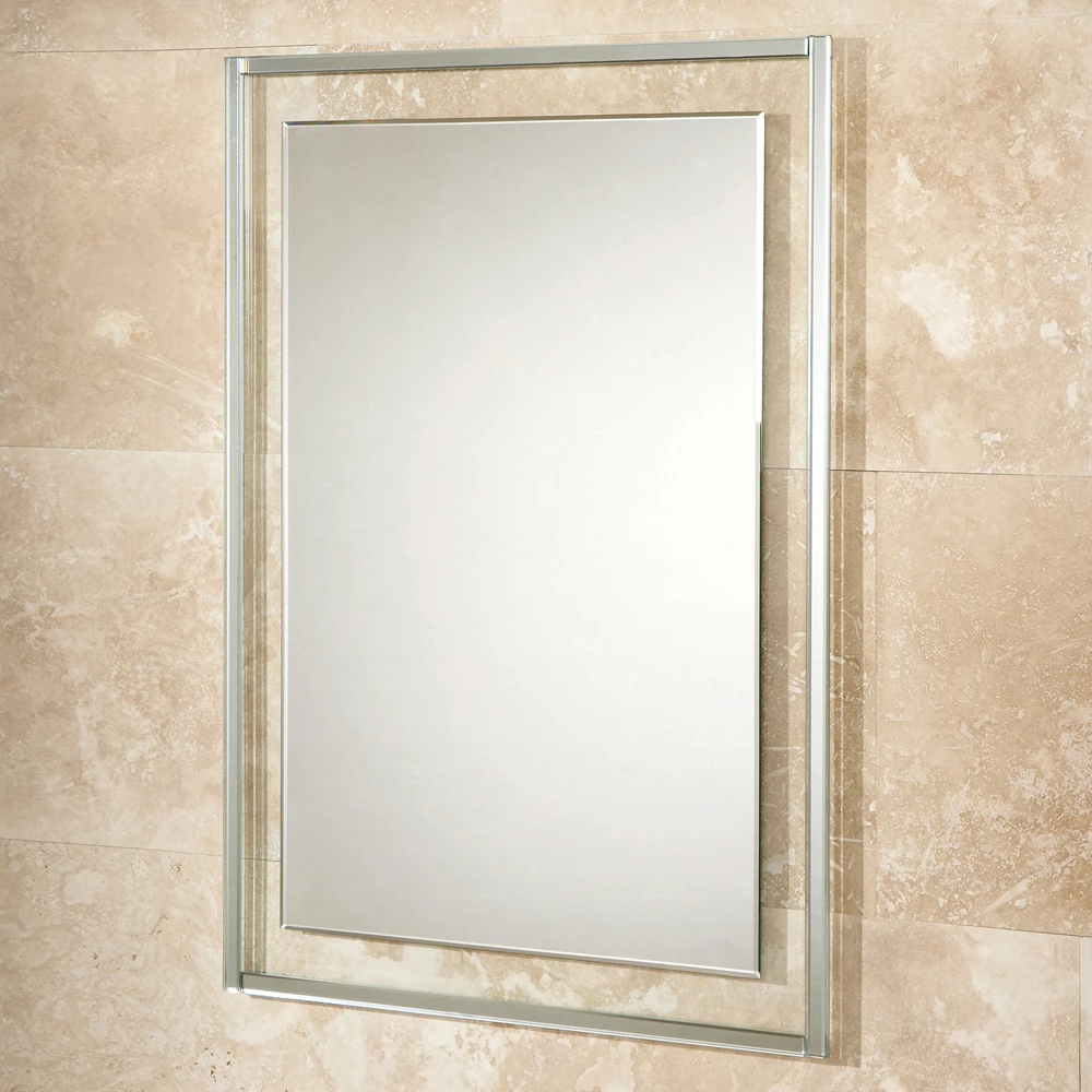 HIB Georgia Mirror On A Clear Glass Frame With A Decorative Mirror Border - 700 X 500mm 3 HIB Georgia Mirror On A Clear Glass Frame With A Decorative Mirror Border - 700 X 500mm