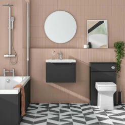 Harbour Alchemy 500mm Wall Hung Vanity Unit & Basin - Gloss White -TAP WAREHOUSE Shop harbou alchemy 500mm matt grey vanity unit chrome handle lifestyle