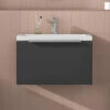 Harbour Alchemy 600mm Wall Hung Vanity Unit & Basin - Gloss White -TAP WAREHOUSE Shop harbou alchemy 600mm matt grey vanity unit chrome handle primary lifestyle