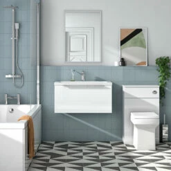 Harbour Alchemy 800mm Wall Hung Vanity Unit & Basin - Gloss White 20 Harbour Alchemy 800mm Wall Hung Vanity Unit & Basin - Gloss White -TAP WAREHOUSE Shop harbou alchemy 800mm gloss white vanityu unit chrome handle lifestyle