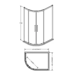 Harbour Alchemy 8mm Easy Clean Offset Quadrant Shower Enclosure - 1200 X 800mm -TAP WAREHOUSE Shop harbour alchemy 8mm offset quadrant shower enclosure technical drawing