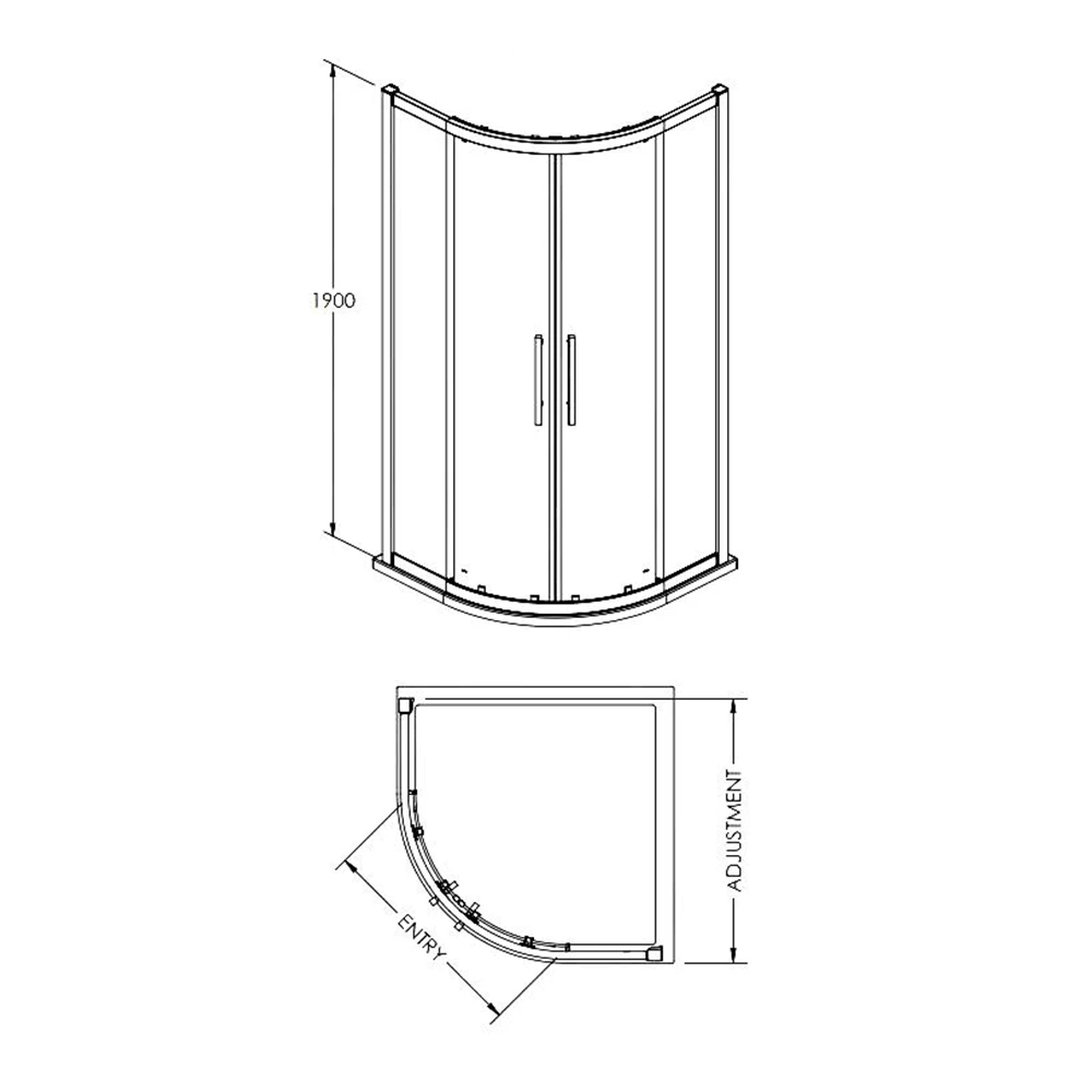 Harbour Alchemy 8mm Easy Clean Quadrant Shower Enclosure - 900mm 8 Harbour Alchemy 8mm Easy Clean Quadrant Shower Enclosure - 900mm - Image 6