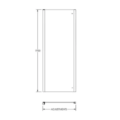 Harbour Alchemy 8mm Easy Clean Sliding Shower Door 1100mm & Side Panel 760mm -TAP WAREHOUSE Shop harbour alchemy 8mm shower side panel technical drawing