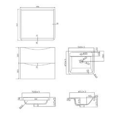 Harbour Clarity 500mm Wall Mounted Vanity Unit & Basin - Gloss White 13 Harbour Clarity 500mm Wall Mounted Vanity Unit & Basin - Gloss White -TAP WAREHOUSE Shop harbour clarity 500 wall unit basin tech drawing