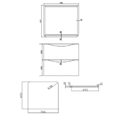 Harbour Clarity 500mm Wall Mounted Vanity Unit & Countertop - Gloss White - Hudson Reed Round Basin 17 Harbour Clarity 500mm Wall Mounted Vanity Unit & Countertop - Gloss White - Hudson Reed Round Basin -TAP WAREHOUSE Shop harbour clarity 500 wall unit countertop tech drawing
