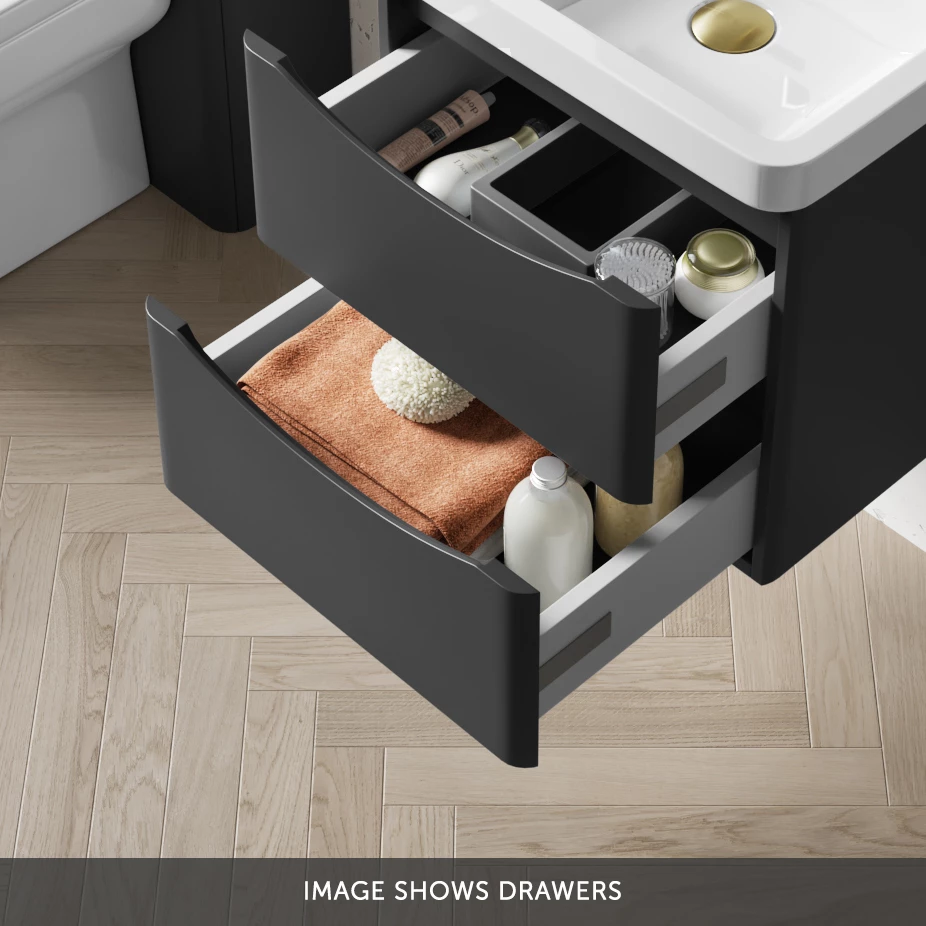 Harbour Clarity 500mm Wall Mounted Vanity Unit & Countertop - Gloss White - Hudson Reed Round Basin 8 Harbour Clarity 500mm Wall Mounted Vanity Unit & Countertop - Gloss White - Hudson Reed Round Basin - Image 6