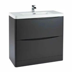 Harbour Clarity 900mm Floorstanding Vanity Unit & Basin - Gloss White -TAP WAREHOUSE Shop harbour clarity 900 floor unit graphite grey cutout