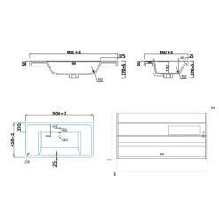 Harbour Clarity 900mm Wall Hung Vanity Unit & Basin - Indigo Blue 21 Harbour Clarity 900mm Wall Hung Vanity Unit & Basin - Indigo Blue -TAP WAREHOUSE Shop harbour clarity 900 wall unit basin tech drawing
