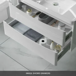 Harbour Clarity 900mm Wall Mounted Vanity Unit & Countertop - Bardolino Driftwood Oak -TAP WAREHOUSE Shop harbour clarity 900mm wall hung vanity unit gloss white drawers bottom banner