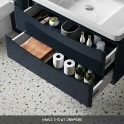 Harbour Clarity 900mm Wall Mounted Vanity Unit & Countertop - Bardolino Driftwood Oak -TAP WAREHOUSE Shop harbour clarity 900mm wall hung vanity unit indigo blue drawers bottom banner