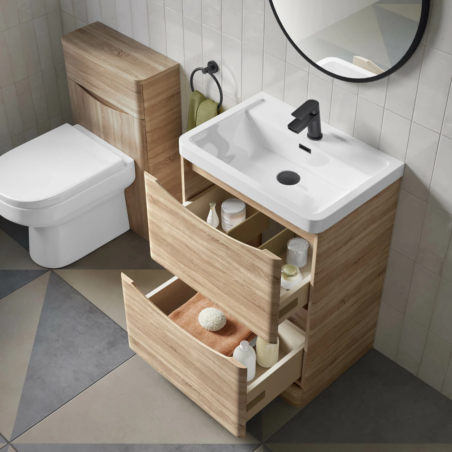 Harbour Clarity 600mm Floorstanding Vanity Unit & Basin - Bardolino Driftwood Oak 8 Harbour Clarity 600mm Floorstanding Vanity Unit & Basin - Bardolino Driftwood Oak - Image 6