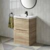 Harbour Clarity 600mm Floorstanding Vanity Unit & Basin - Bardolino Driftwood Oak 2 Harbour Clarity 600mm Floorstanding Vanity Unit & Basin - Bardolino Driftwood Oak -TAP WAREHOUSE Shop harbour clarity driftwood oak 600mm floorstanding vanity unit lifestyle