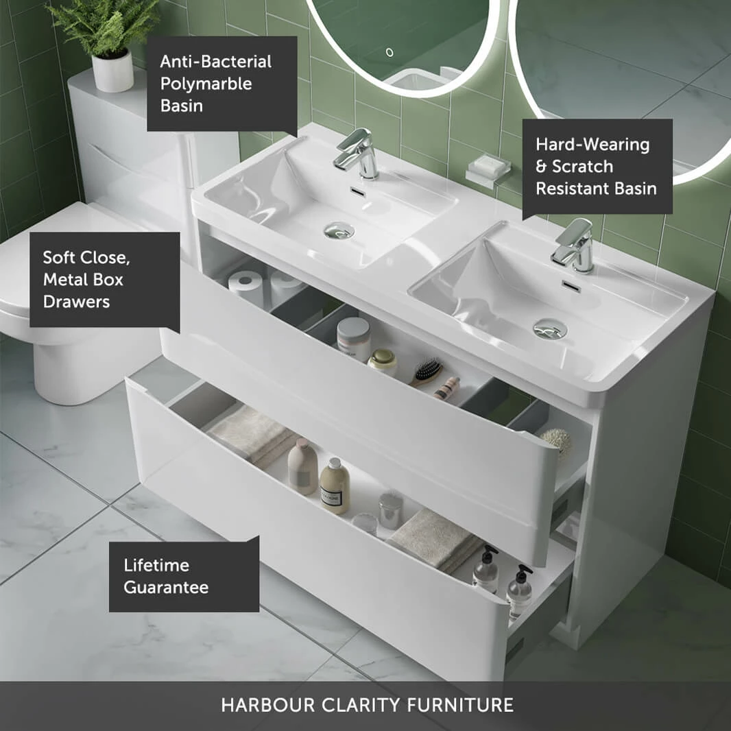 Harbour Clarity 1200mm Floorstanding Vanity Unit & Double Basin - Gloss White 8 Harbour Clarity 1200mm Floorstanding Vanity Unit & Double Basin - Gloss White - Image 6