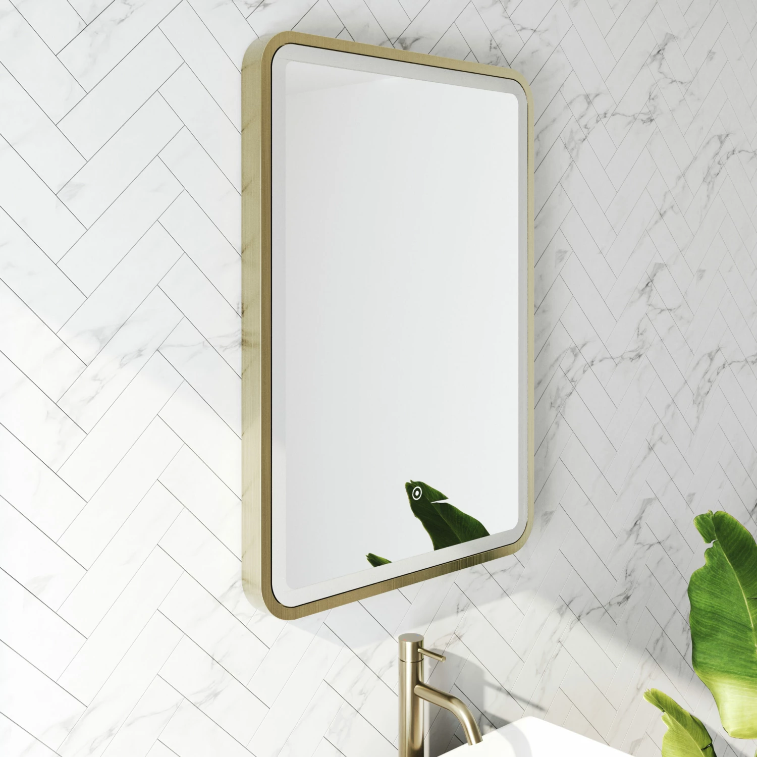 Harbour Clarity LED Illuminated Brushed Brass Framed Mirror With Demister Pad - 500 X 700mm 10 Harbour Clarity LED Illuminated Brushed Brass Framed Mirror With Demister Pad - 500 X 700mm - Image 8