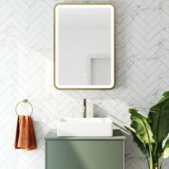 Harbour Clarity LED Illuminated Brushed Brass Framed Mirror With Demister Pad - 500 X 700mm 18 Harbour Clarity LED Illuminated Brushed Brass Framed Mirror With Demister Pad - 500 X 700mm -TAP WAREHOUSE Shop harbour clarity led illuminated mirror brushed brass 500 700 2